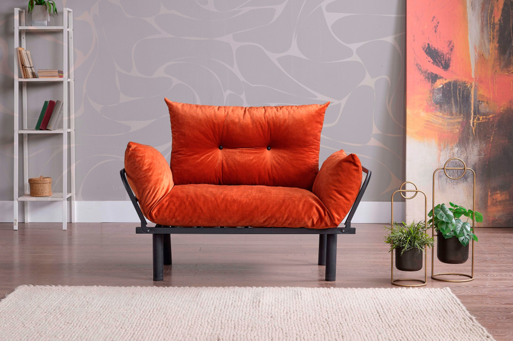 Furnia Sona Stationary Loveseat - Orange, Fabric