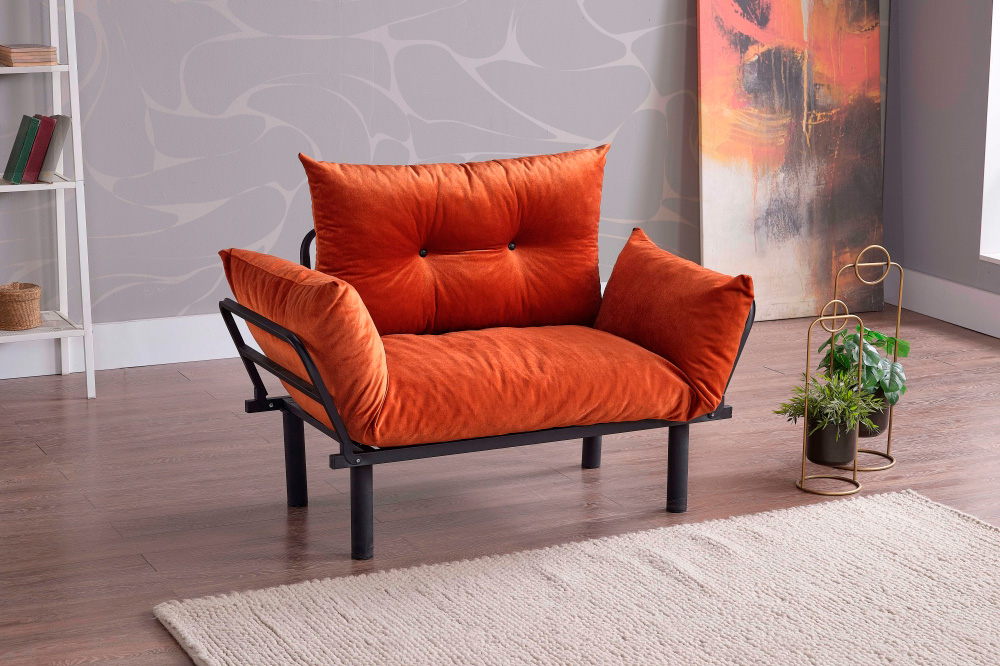 Furnia Sona Stationary Loveseat - Orange, Fabric