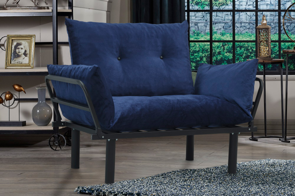 Furnia Sona Stationary Loveseat - Blue, Fabric