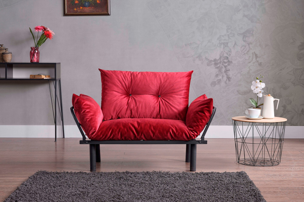 Furnia Sona Stationary Loveseat - Red, Fabric