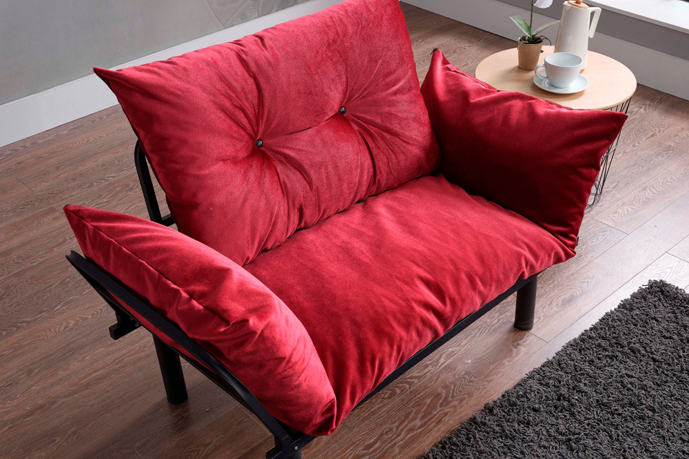 Furnia Sona Stationary Loveseat - Red, Fabric