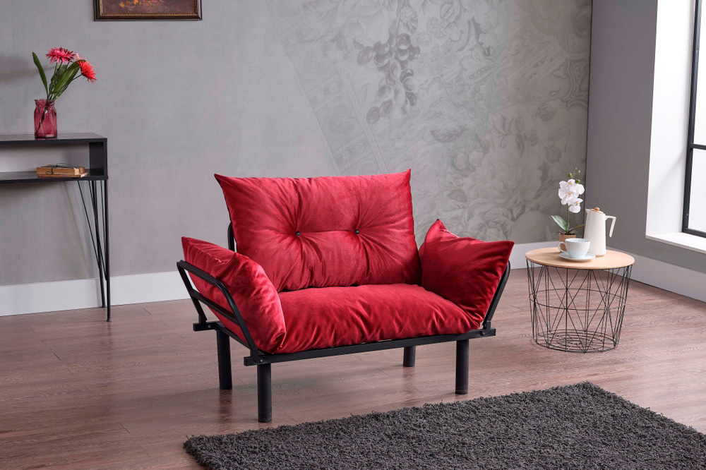 Furnia Sona Stationary Loveseat - Red, Fabric