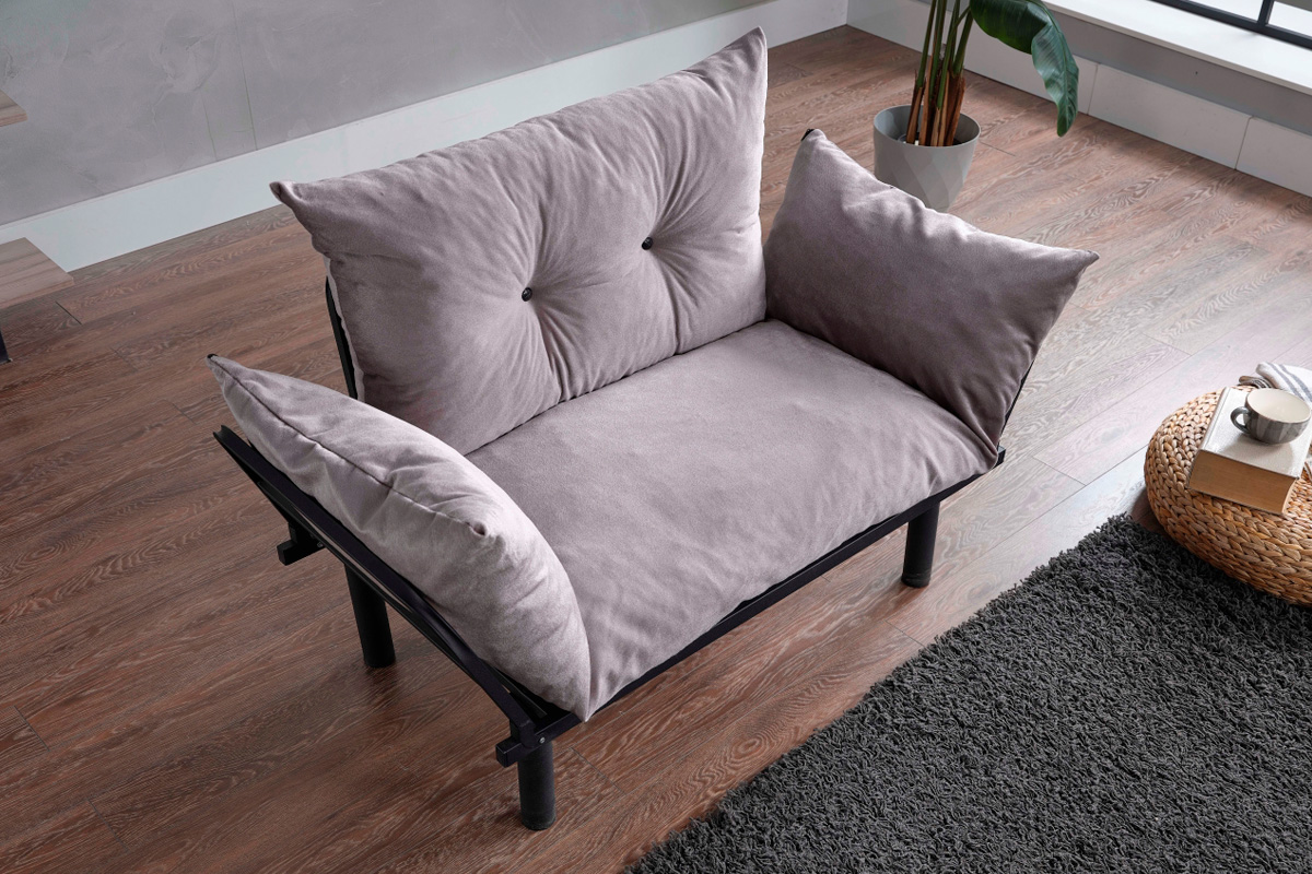 Furnia Sona Stationary Loveseat - Gray, Fabric