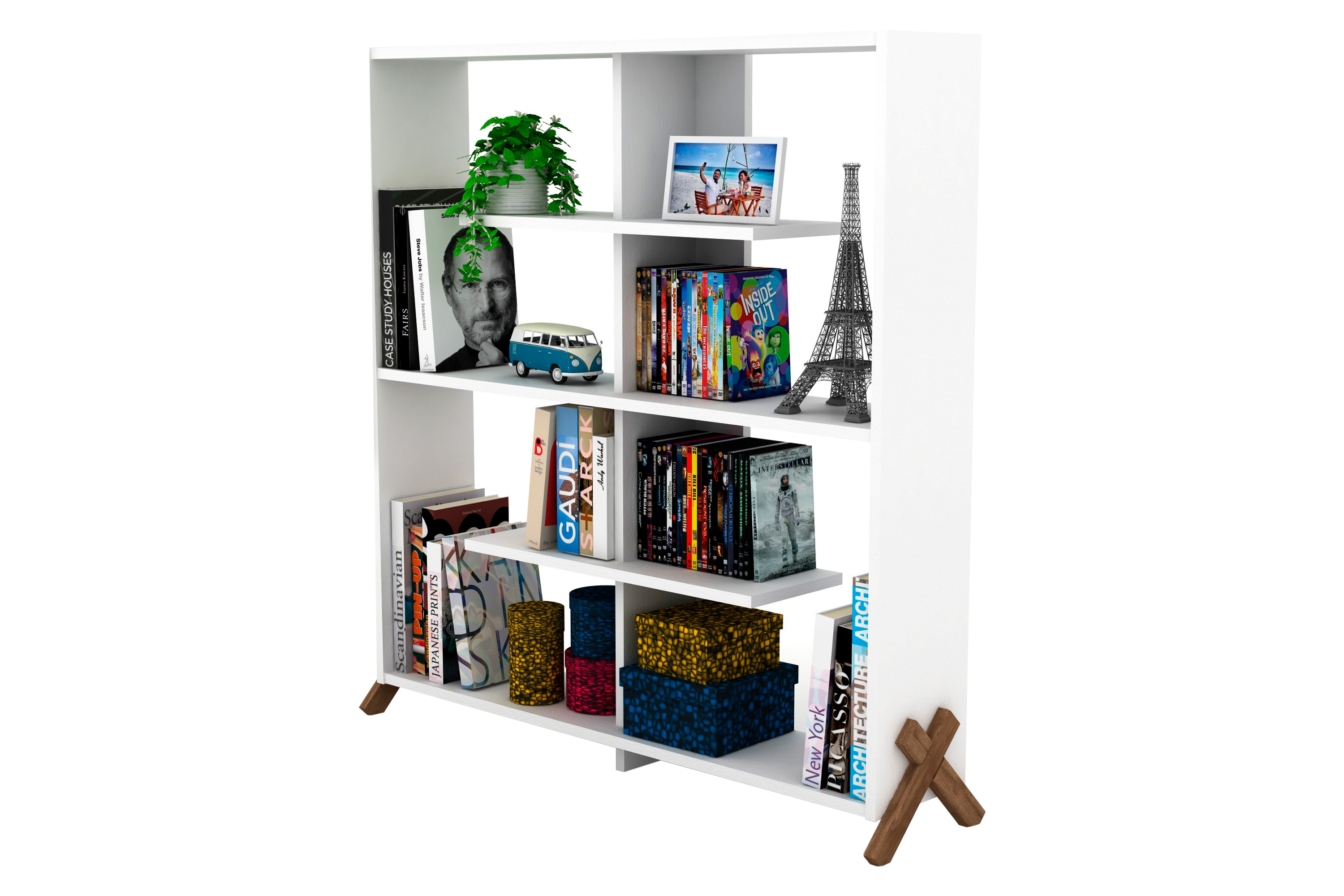 Furnia Kipp Bookcase - Walnut/White, Wood