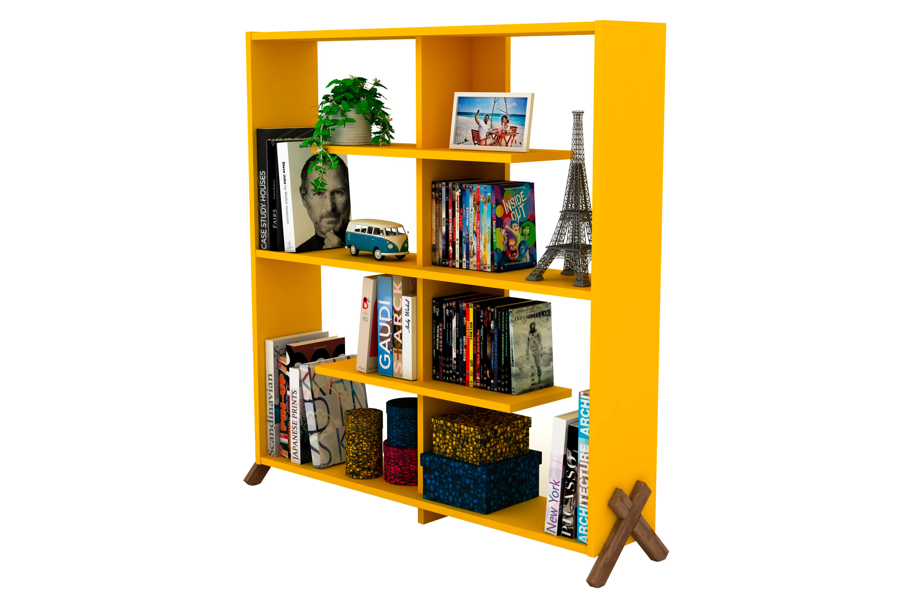 Furnia Kipp Bookcase - Walnut/Yellow, Wood