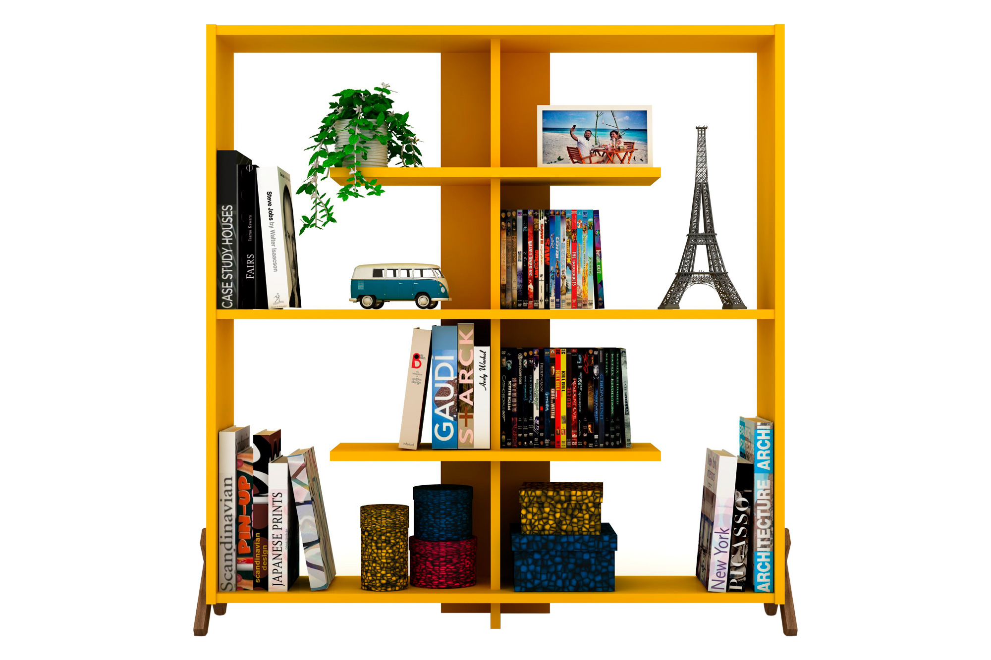 Furnia Kipp Bookcase - Walnut/Yellow, Wood