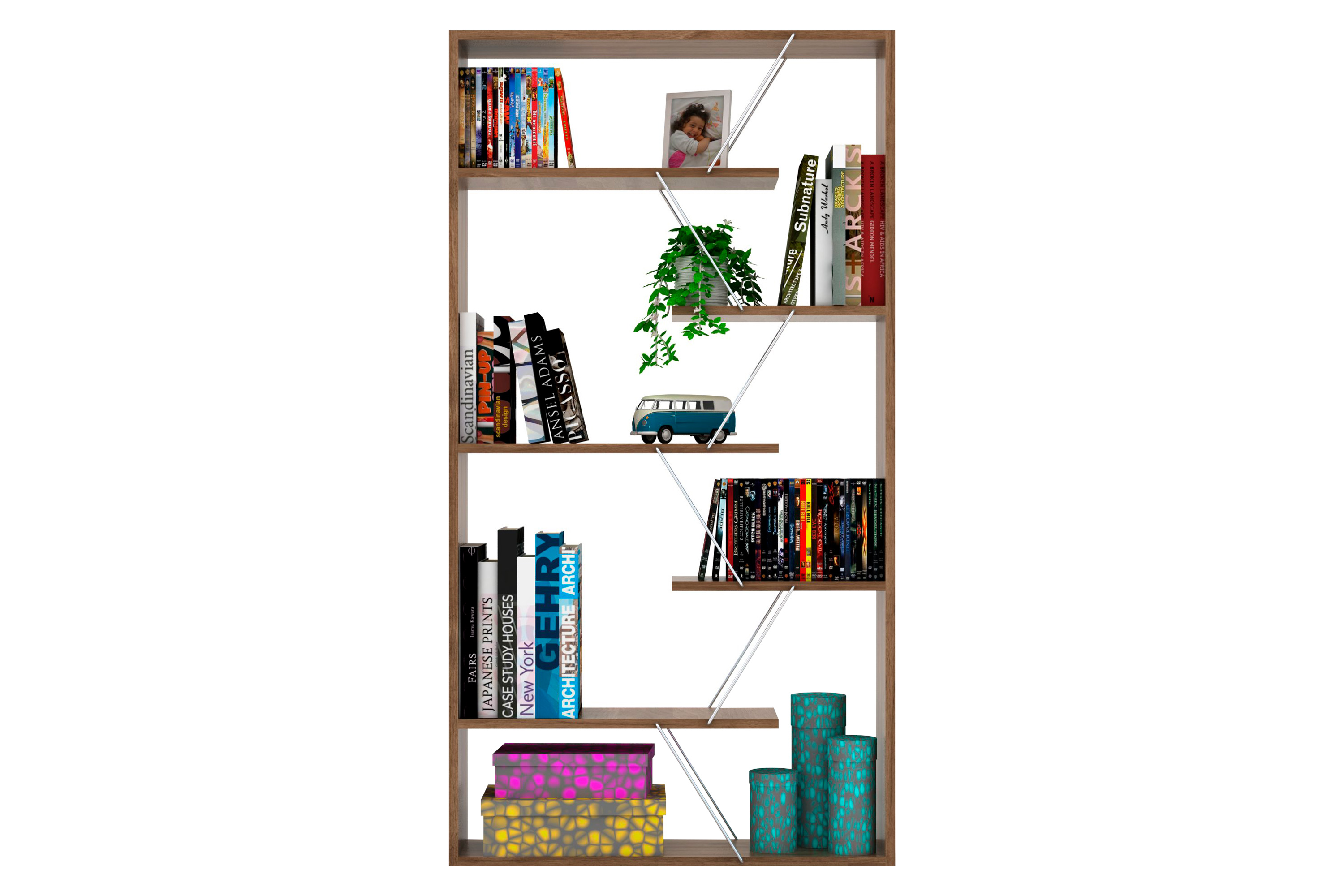 Furnia Tars Bookcase - Walnut/Chrome, Wood