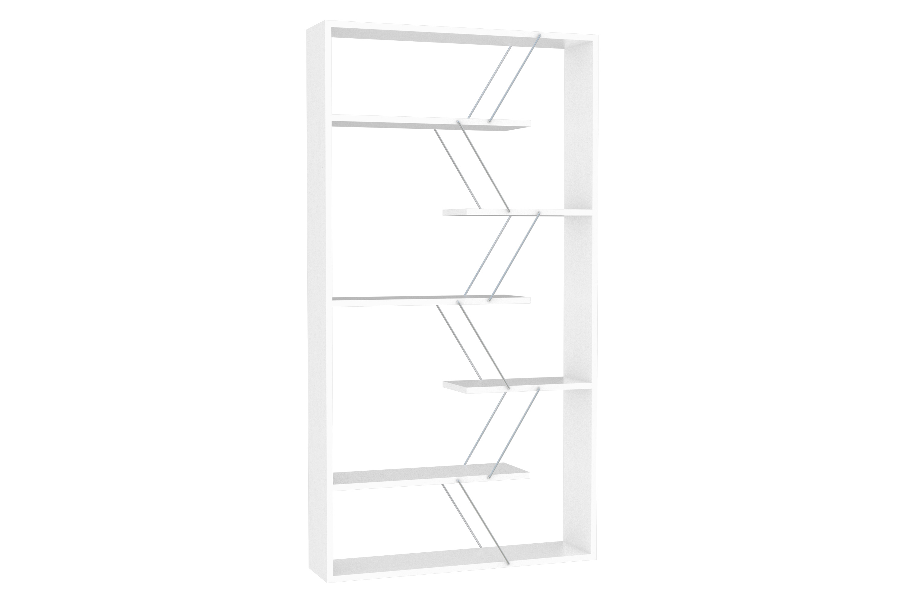 Furnia Tars Bookcase - White/Chrome, Wood