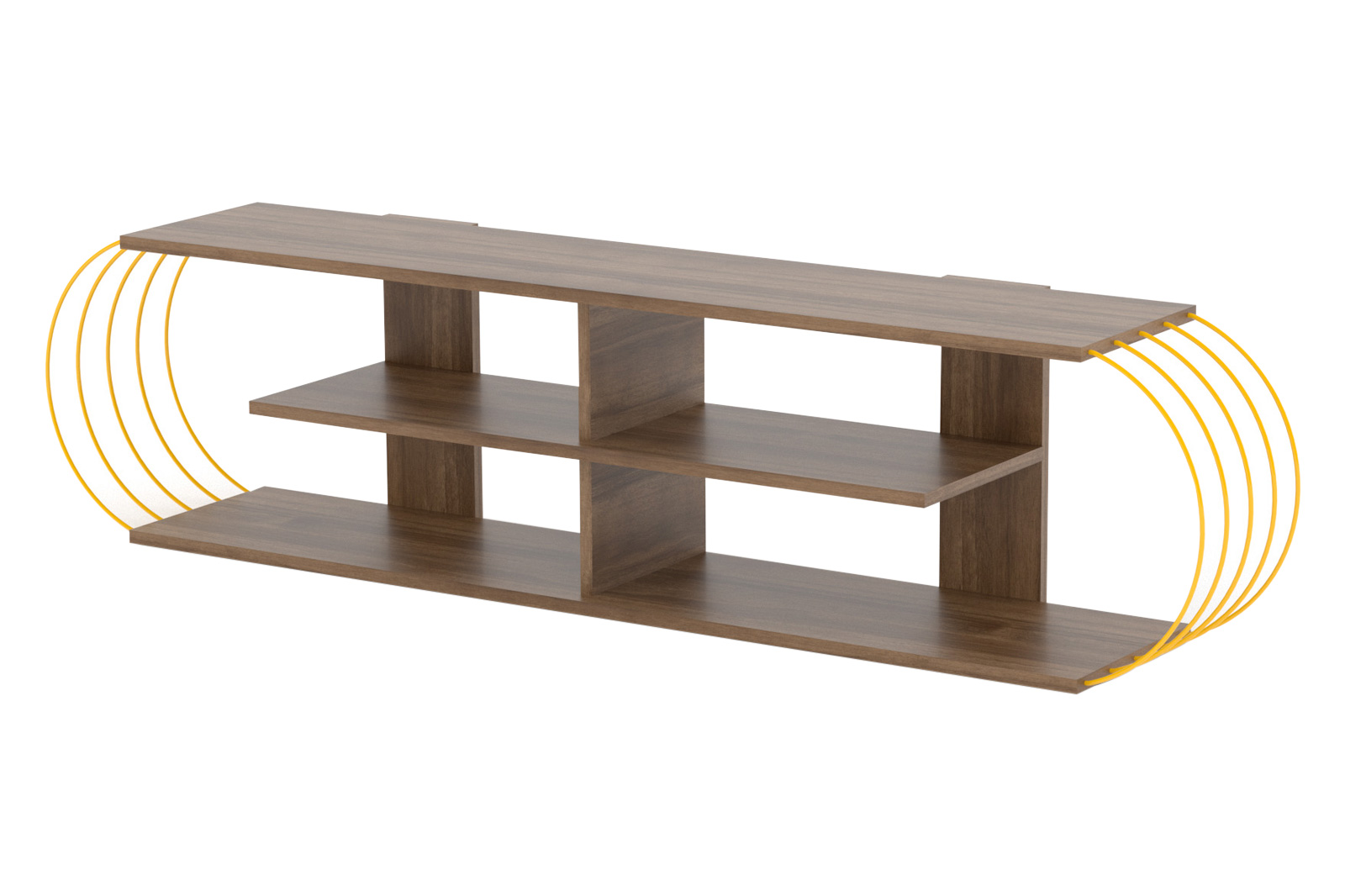 Furnia Case TV Unit - Walnut/Yellow, Wood