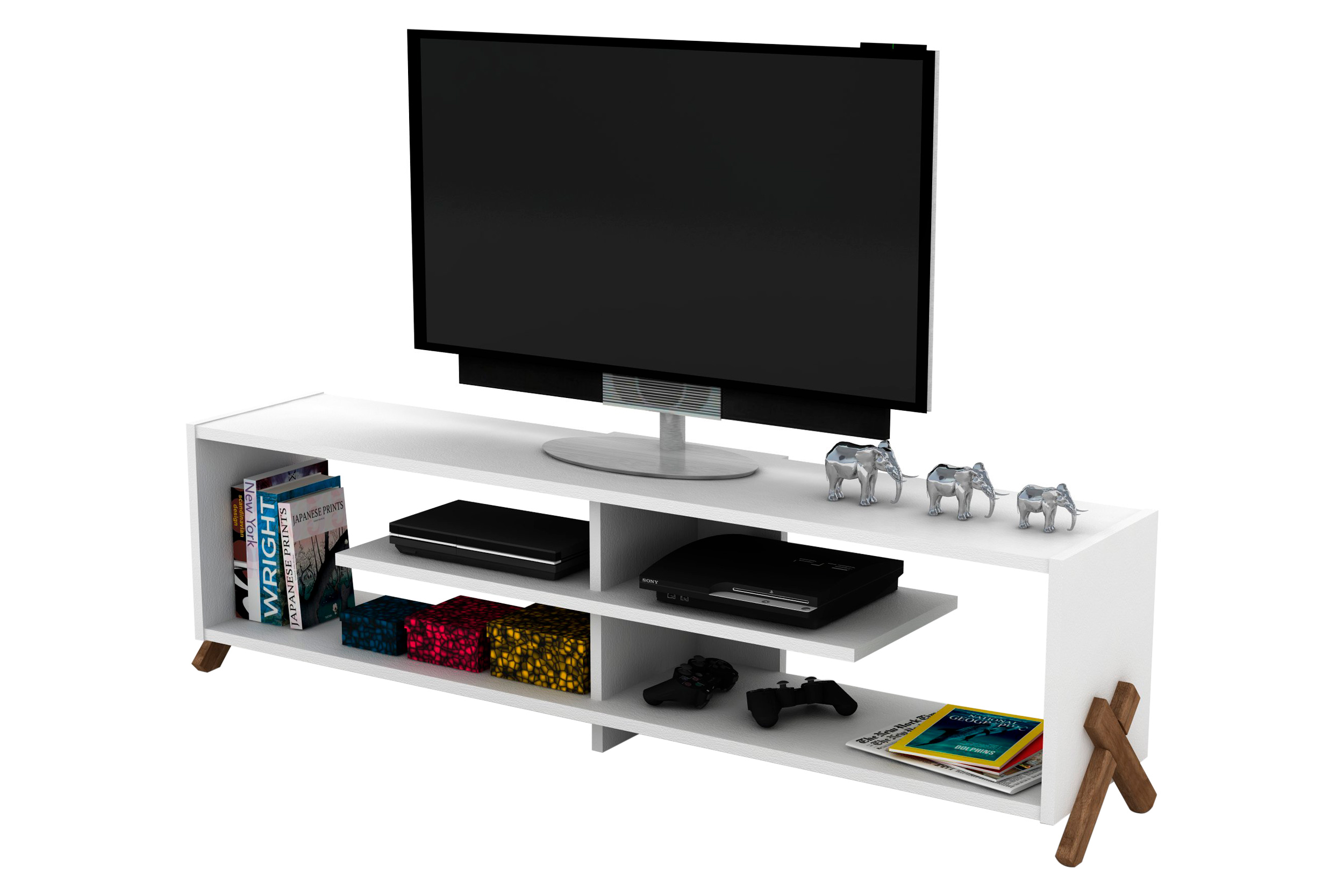 Furnia Kipp TV Unit - Walnut/White, Wood