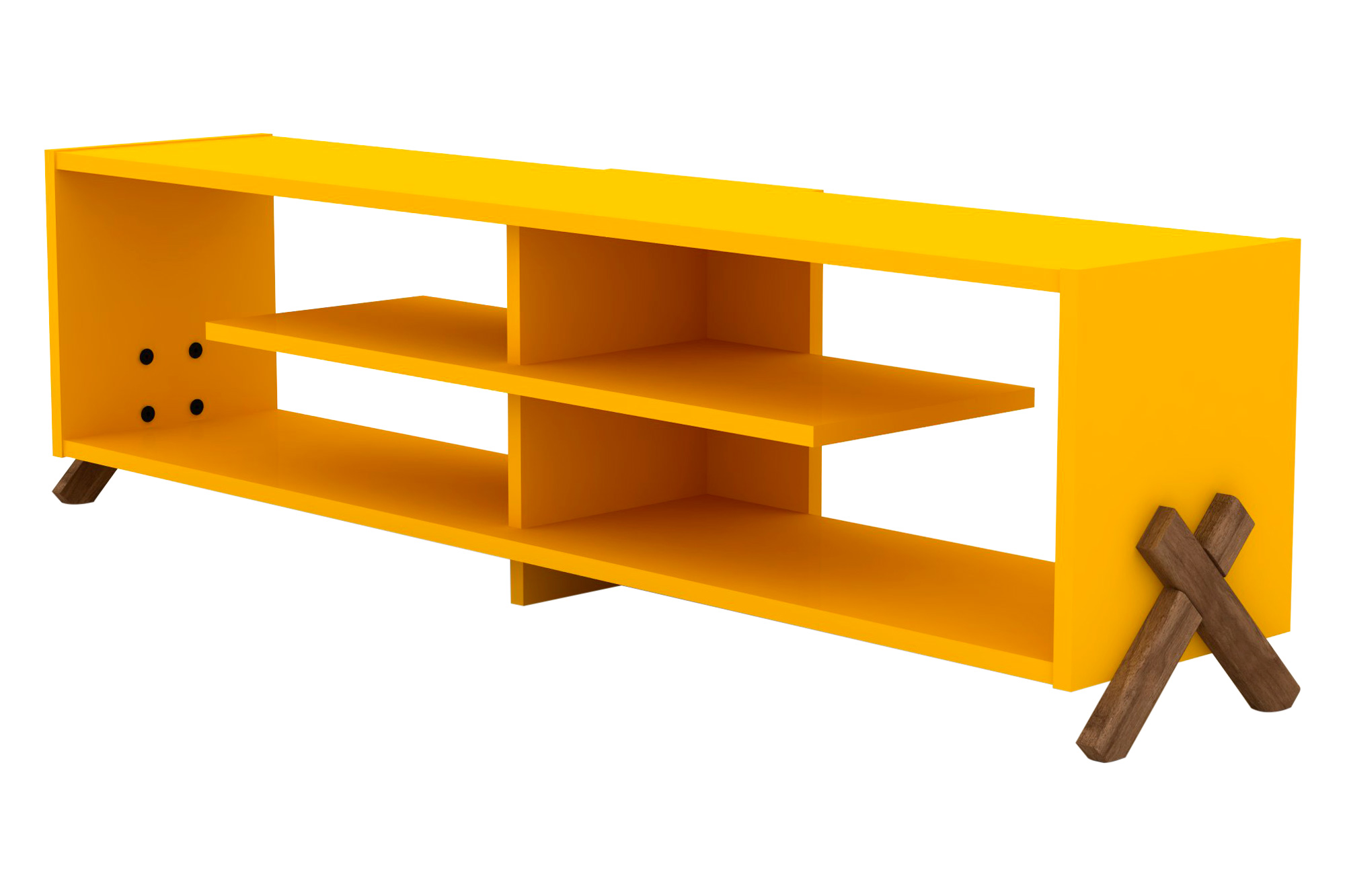 Furnia Kipp TV Unit - Walnut/Yellow, Wood