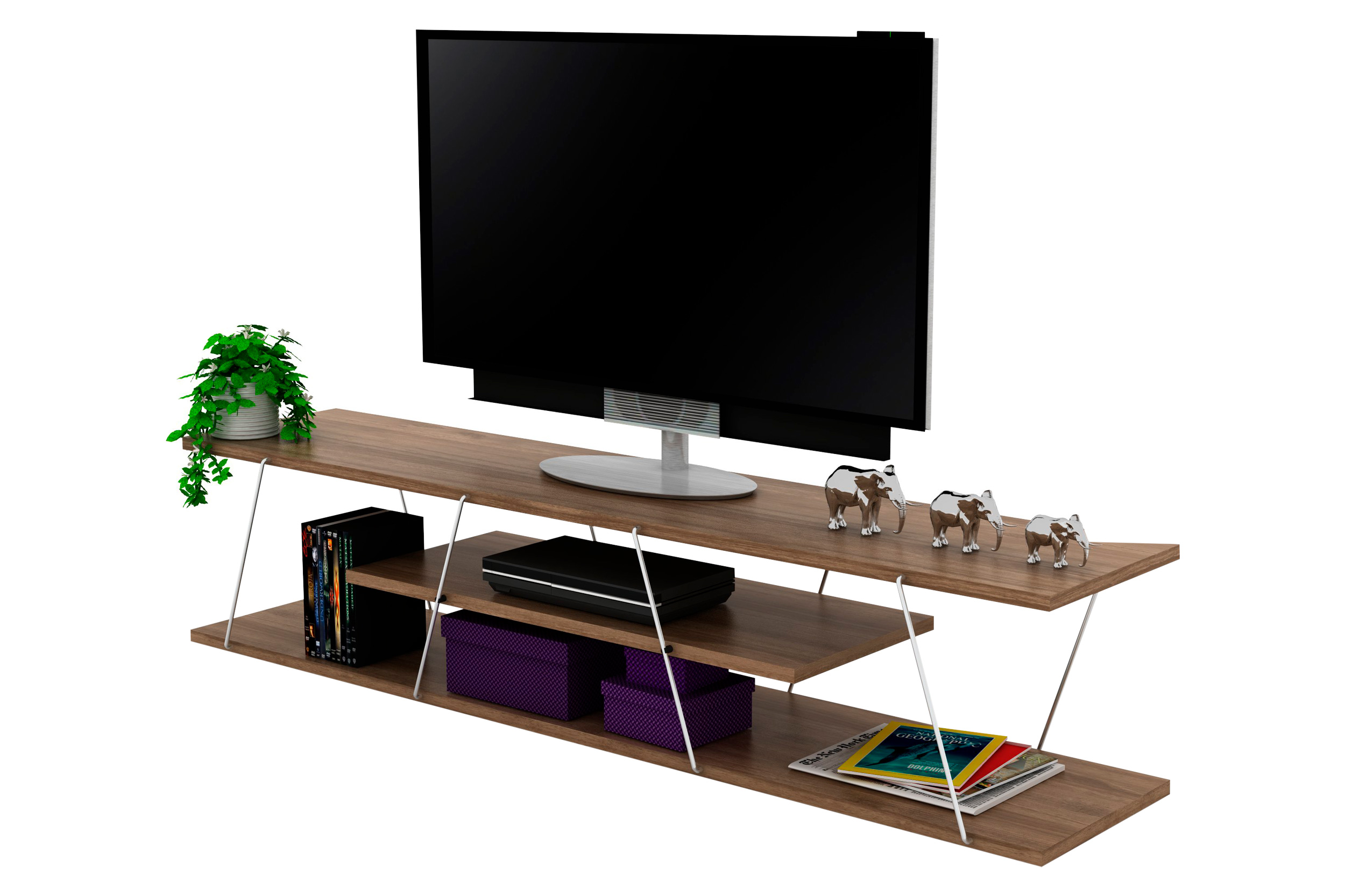 Furnia Tars TV Unit - Walnut/Chrome, Wood