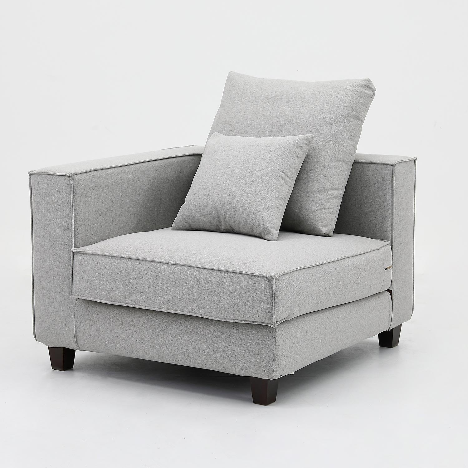 Furnings AVA Gray Luxury Linen Texture Water Repellent Washable Fabric Modular Loveseat