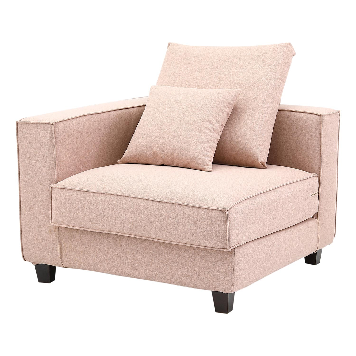 Furnings AVA Dust Pink Luxury Linen Texture Water Repellent Washable Fabric Modular Sofa - Modular 3 Pieces Sofa