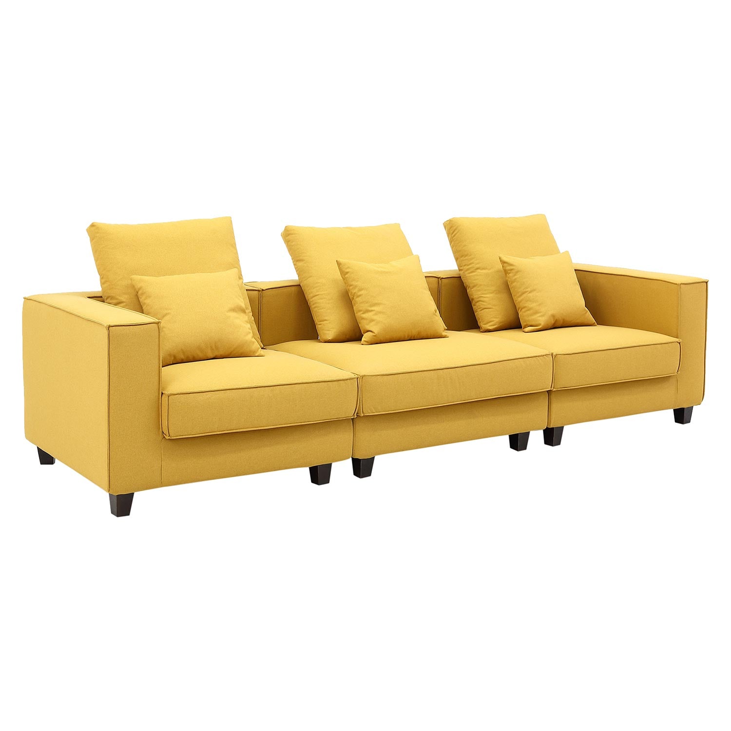 Furnings AVA Yellow Luxury Linen Texture Water Repellent Washable Fabric Modular Sofa - Modular 3 Pieces Sofa