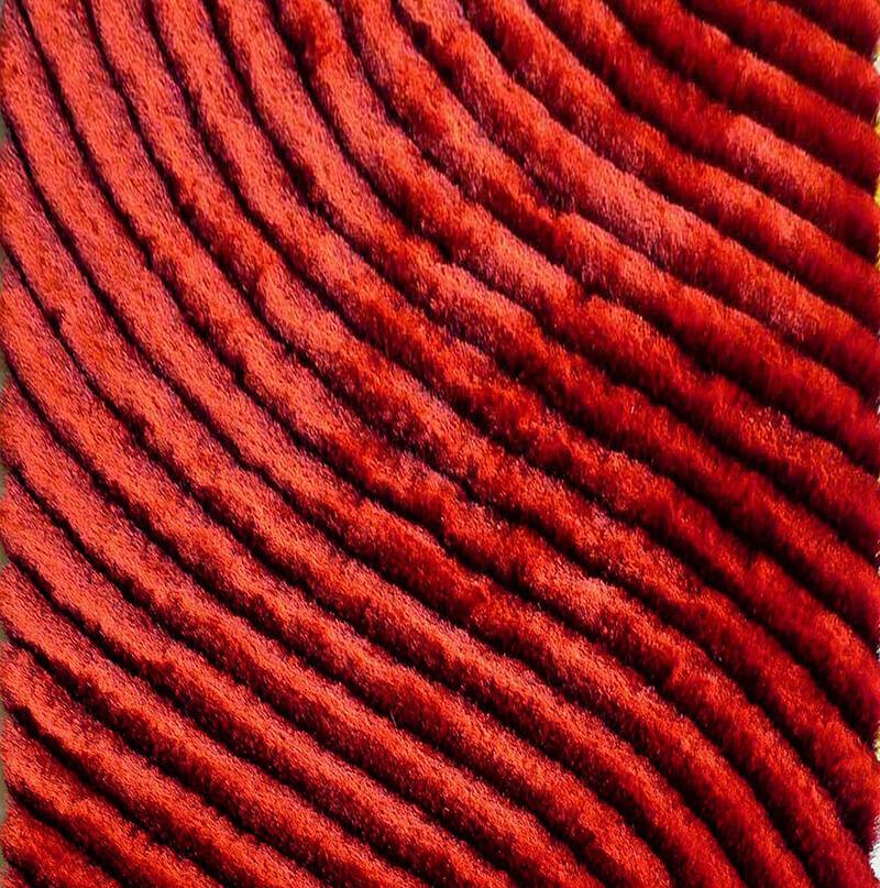 Furnings Vesta 3D Red Shag Rug - 3'L x 2'W x 1"H