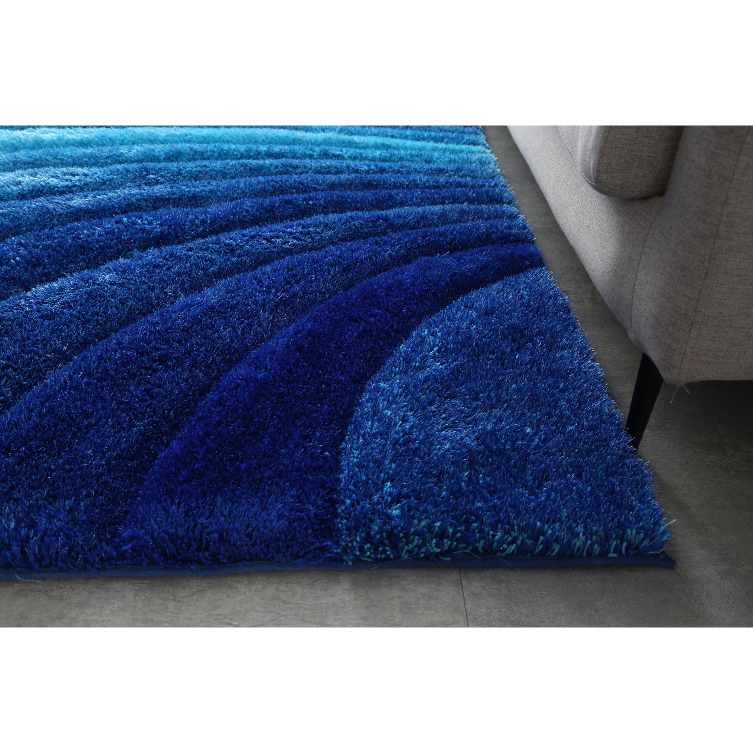 Furnings Aurora 3D Blue Shag Rug - 3'L x 2'W x 1"H