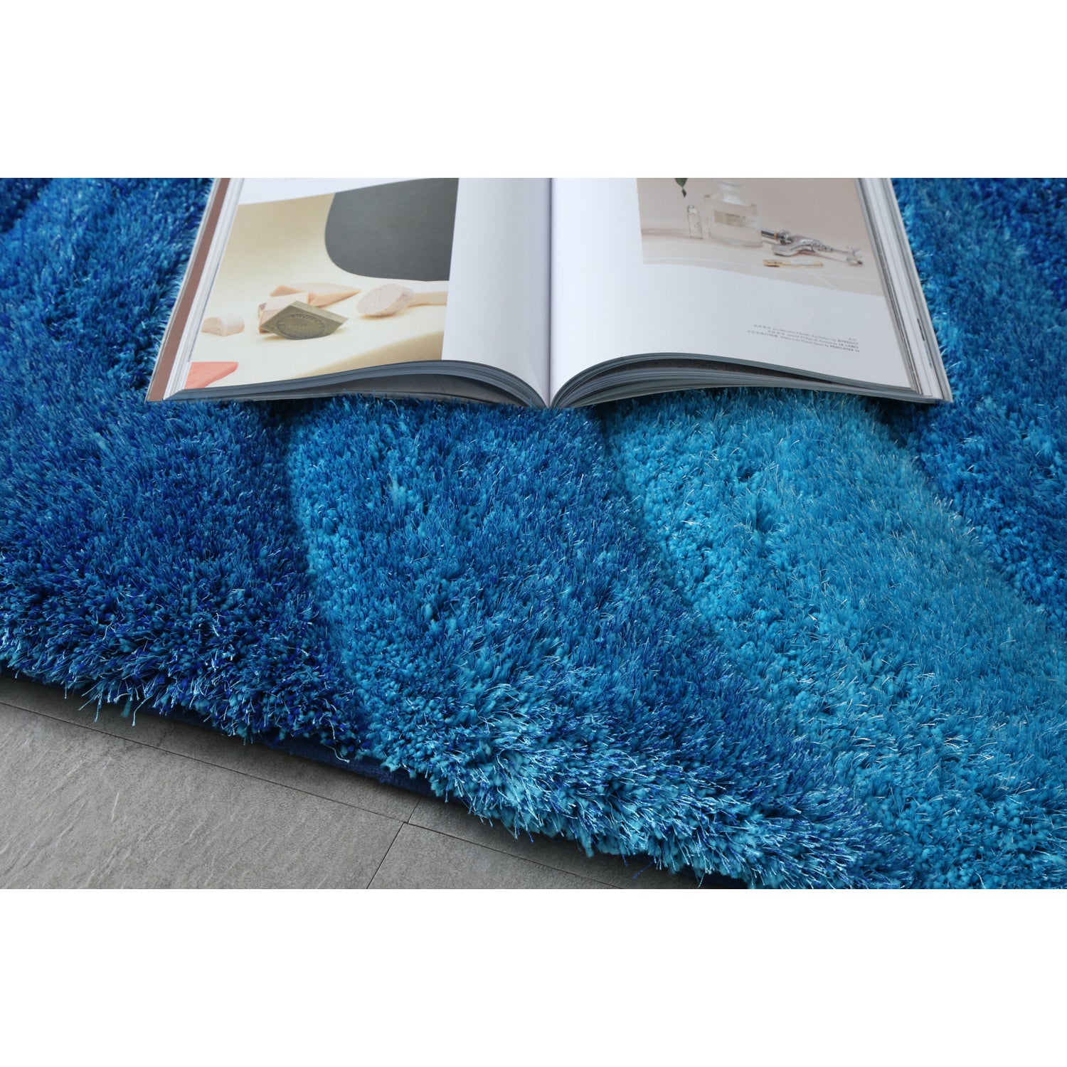 Furnings Aurora 3D Blue Shag Rug - 3'L x 2'W x 1"H