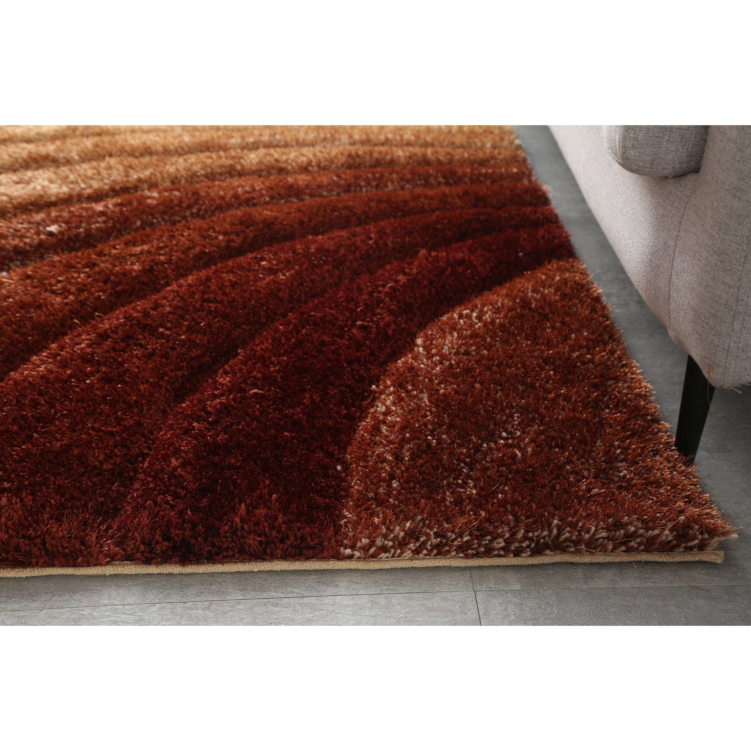 Furnings Sedona 3D Brown Shag Rug - 3'L x 2'W x 1"H