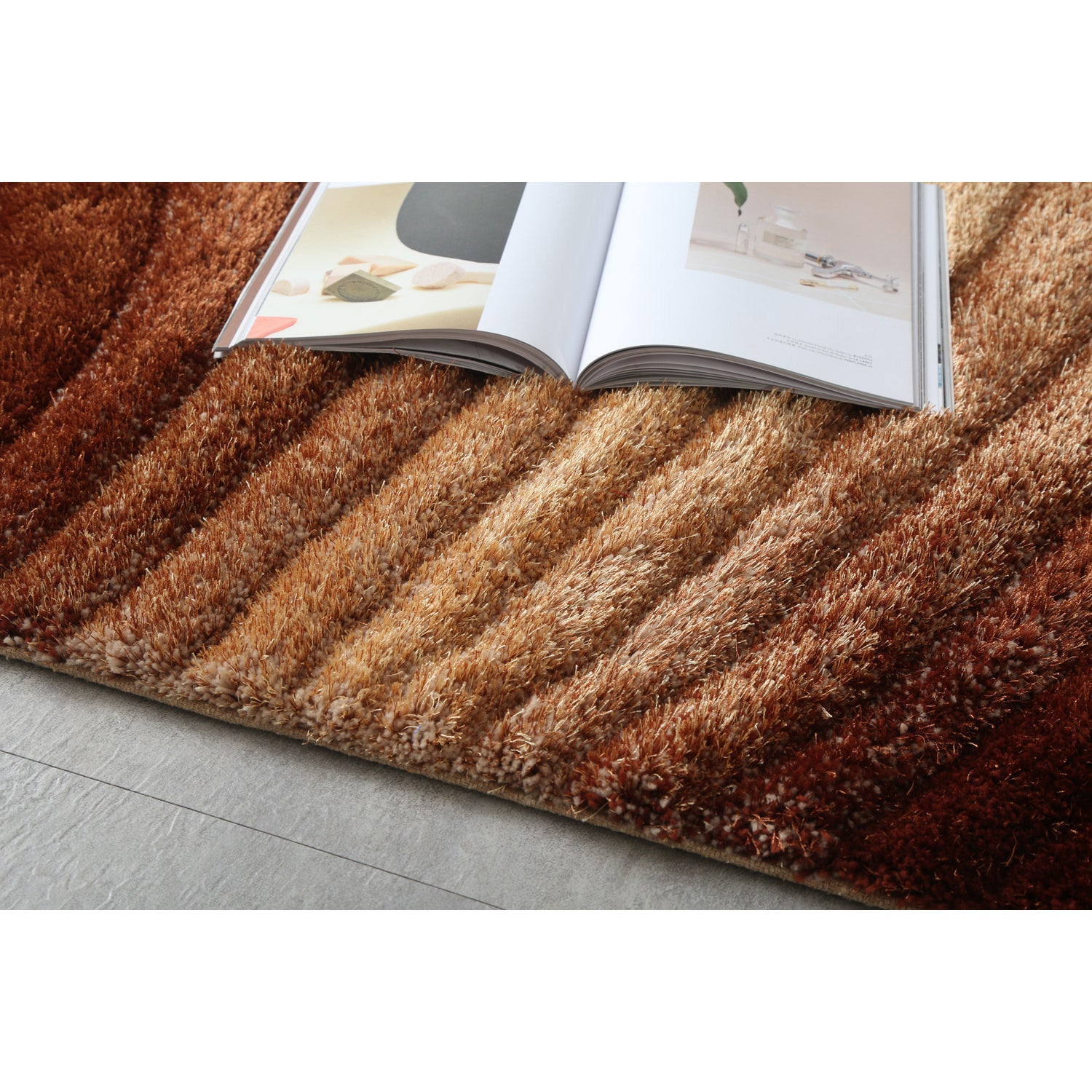 Furnings Sedona 3D Brown Shag Rug - 3'L x 2'W x 1"H