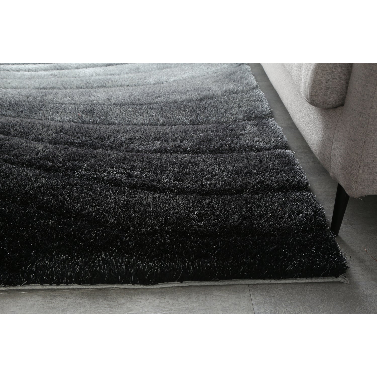 Furnings Lana Gray 3D Shag Rug - 3'L x 2'W x 1"H