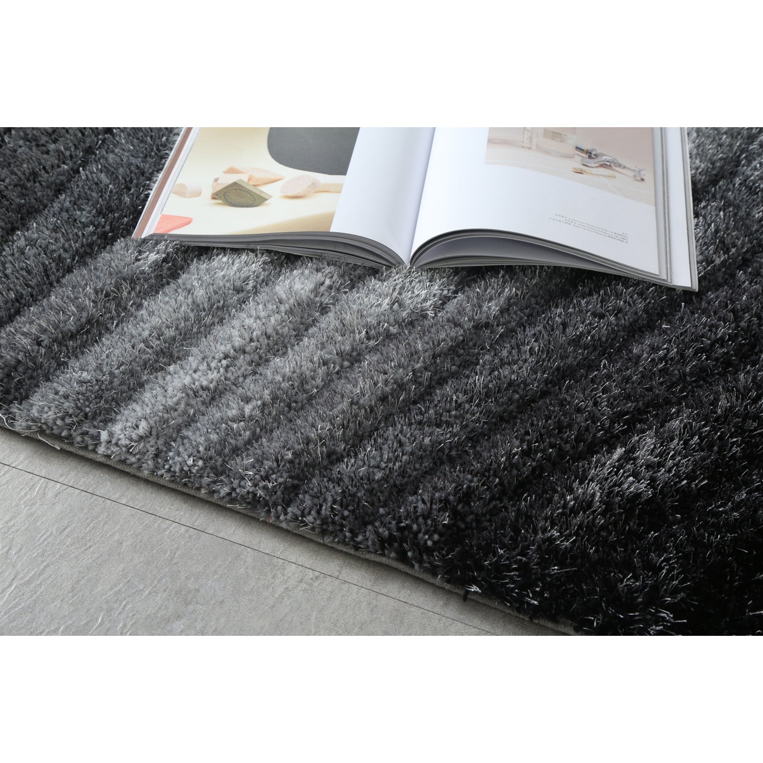 Furnings Lana Gray 3D Shag Rug - 3'L x 2'W x 1"H