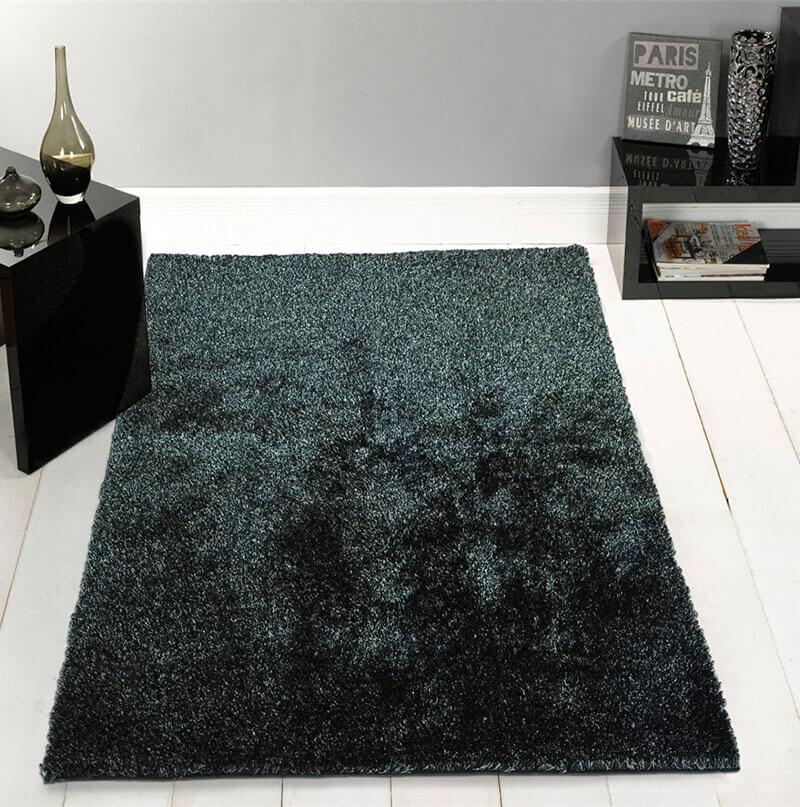 Furnings Fuzzy Two Tone Black Ash Area Rug - 3'L x 2'W x 1"H