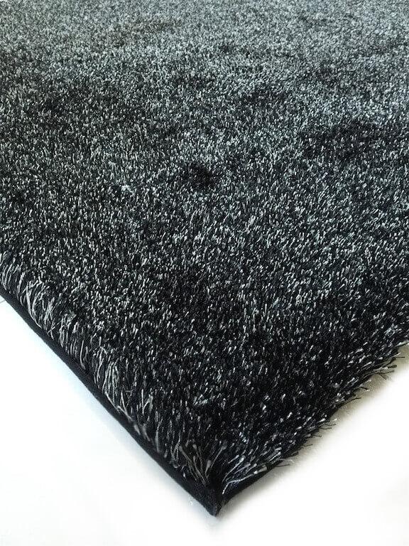 Furnings Fuzzy Two Tone Black Ash Area Rug - 3'L x 2'W x 1"H