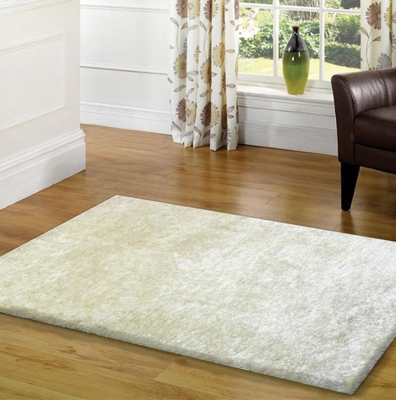 Furnings Fuzzy White Area Rug - 3'L x 2'W x 1"H