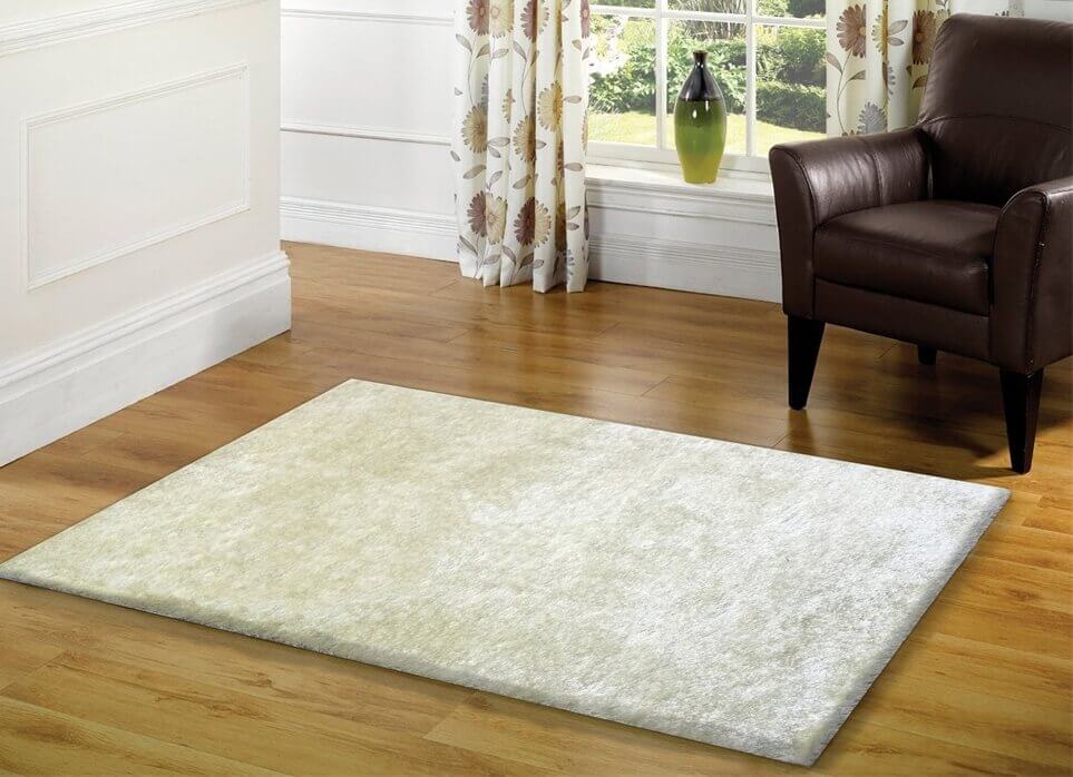 Furnings Fuzzy White Area Rug - 3'L x 2'W x 1"H