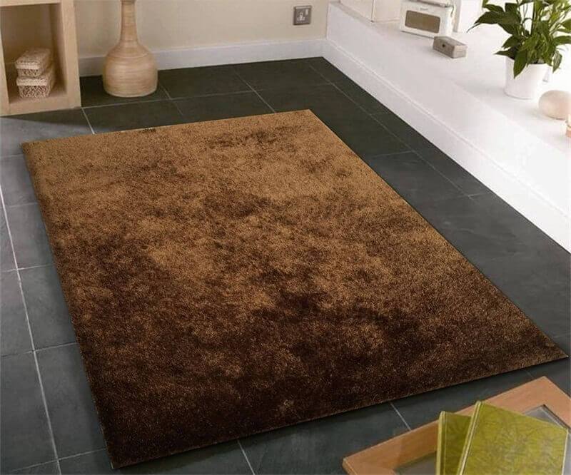 Furnings Fuzzy Brown Area Rug - 3'L x 2'W x 1"H