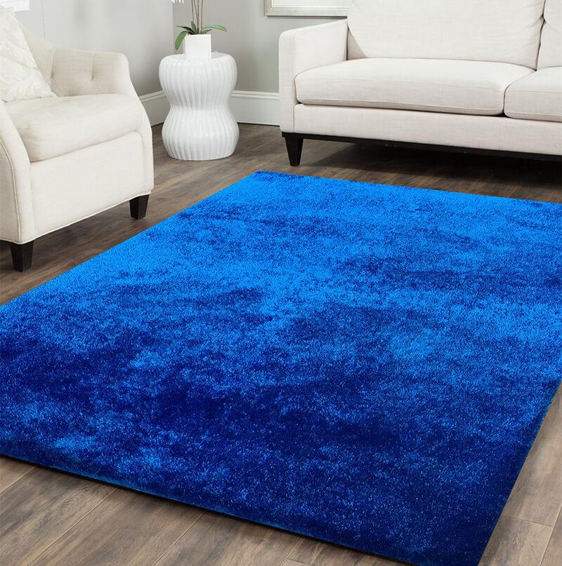 Furnings Fuzzy Electro Blue Area Rug - 3'L x 2'W x 1"H