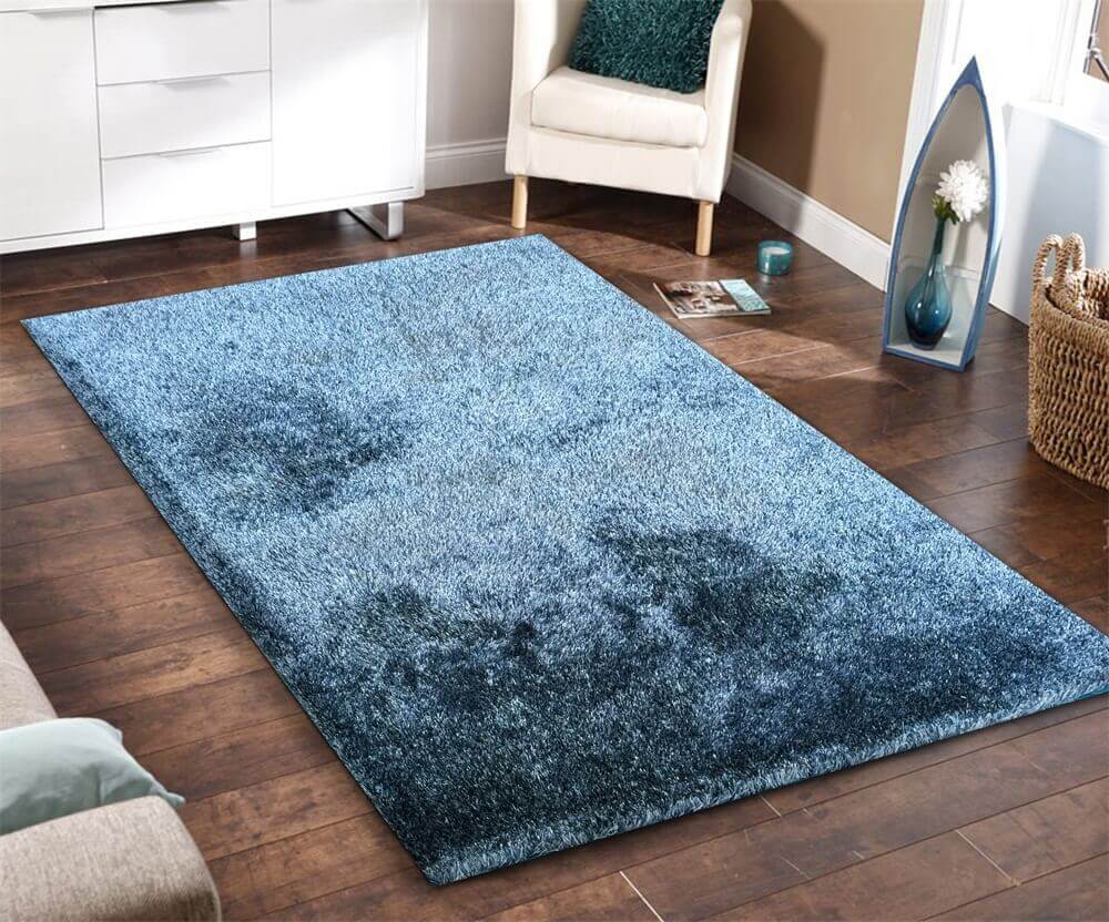 Furnings™ Fuzzy Two Tone Blue Area Rug - 7'L x 5'W x 1"H