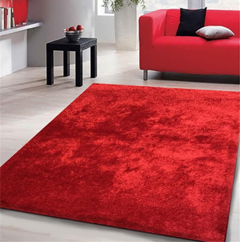 Furnings Fuzzy Red Area Rug - 3'L x 2'W x 1"H