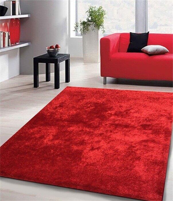 Furnings Fuzzy Red Area Rug - 3'L x 2'W x 1"H