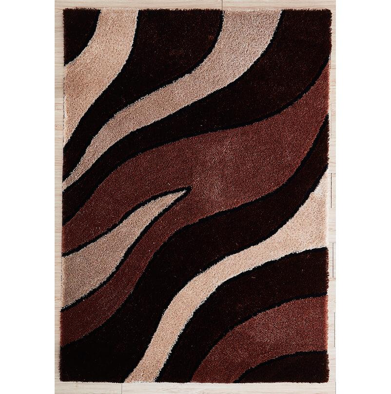 Furnings Aria Brown & Beige Soft Pile Shaggy Area Rug - 3'L x 2'W x 1"H