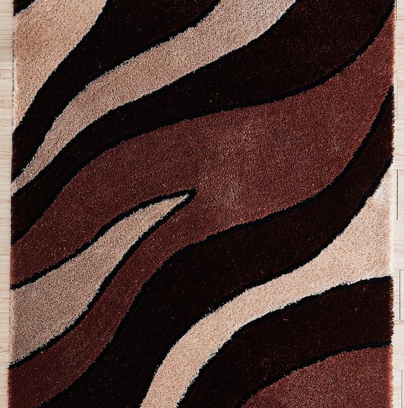 Furnings Aria Brown & Beige Soft Pile Shaggy Area Rug - 3'L x 2'W x 1"H