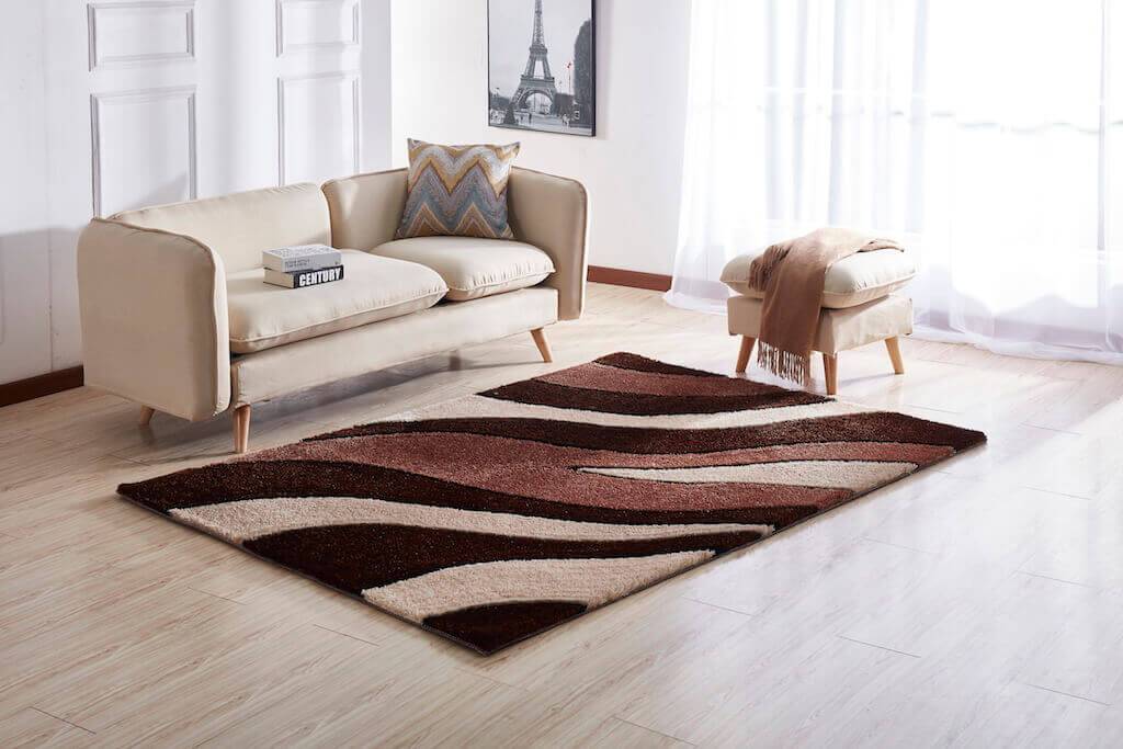 Furnings Aria Brown & Beige Soft Pile Shaggy Area Rug - 3'L x 2'W x 1"H