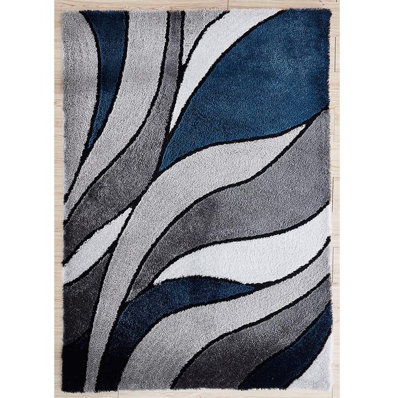 Furnings Aria Blue & Gray Soft Pile Shaggy Area Rug - 7'L x 5'W x 1"H