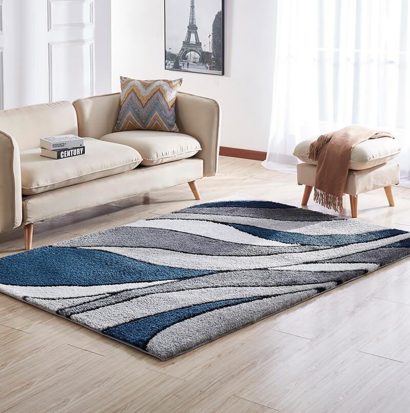 Furnings - Aria Blue & Gray Soft Pile Shaggy Area Rug