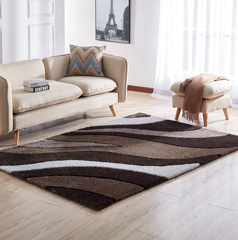 Furnings - Aria Olive & White Soft Pile Shaggy Area Rug