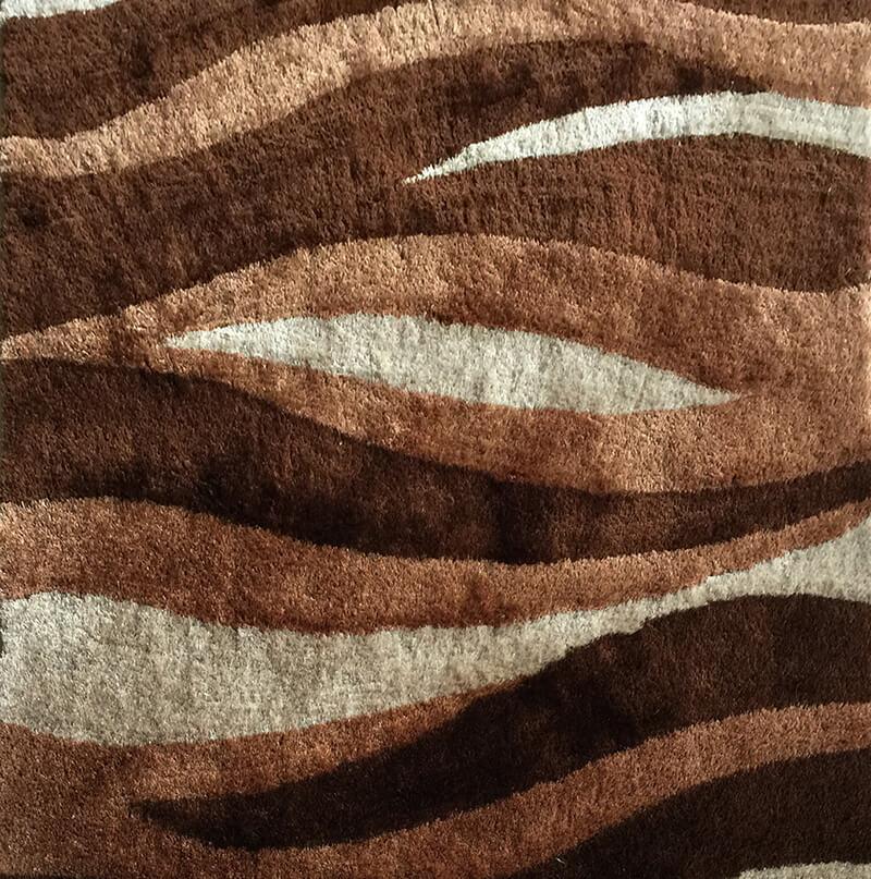 Furnings Aria Beige & Brown Soft Pile Shaggy Area Rug - 3'L x 2'W x 1"H