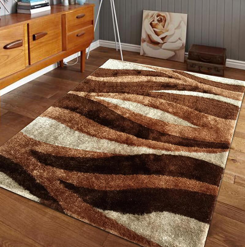 Furnings - Aria Beige & Brown Soft Pile Shaggy Area Rug