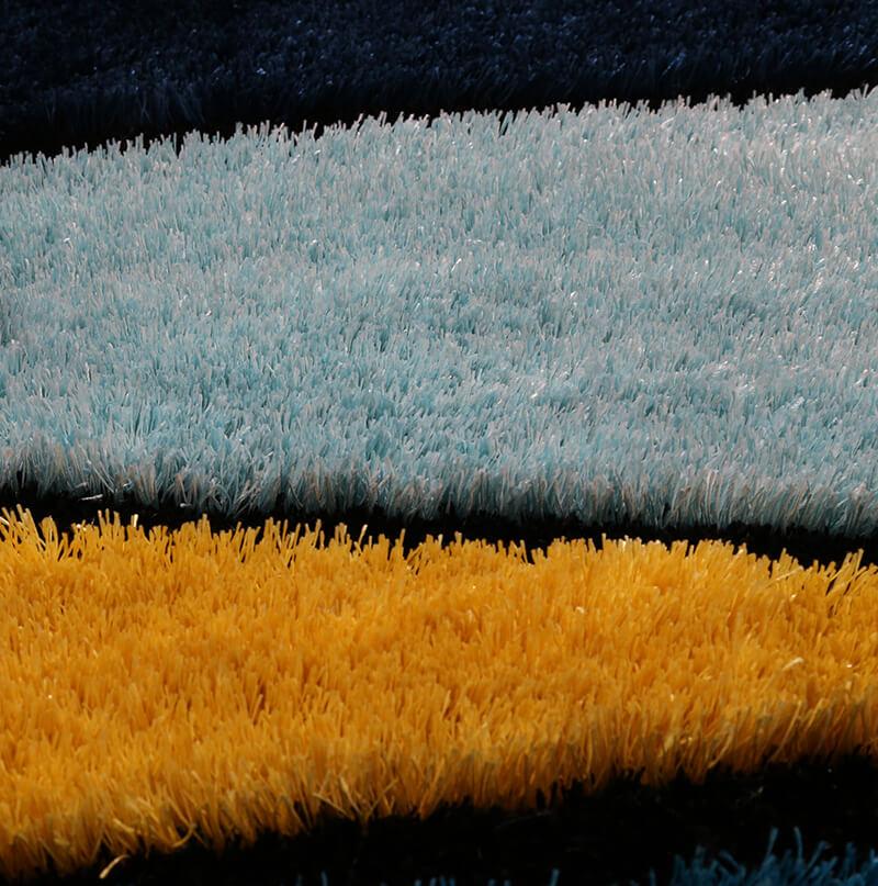 Furnings Aria Yellow and Blue Shag Area Rug - 3'L x 2'W x 1"H