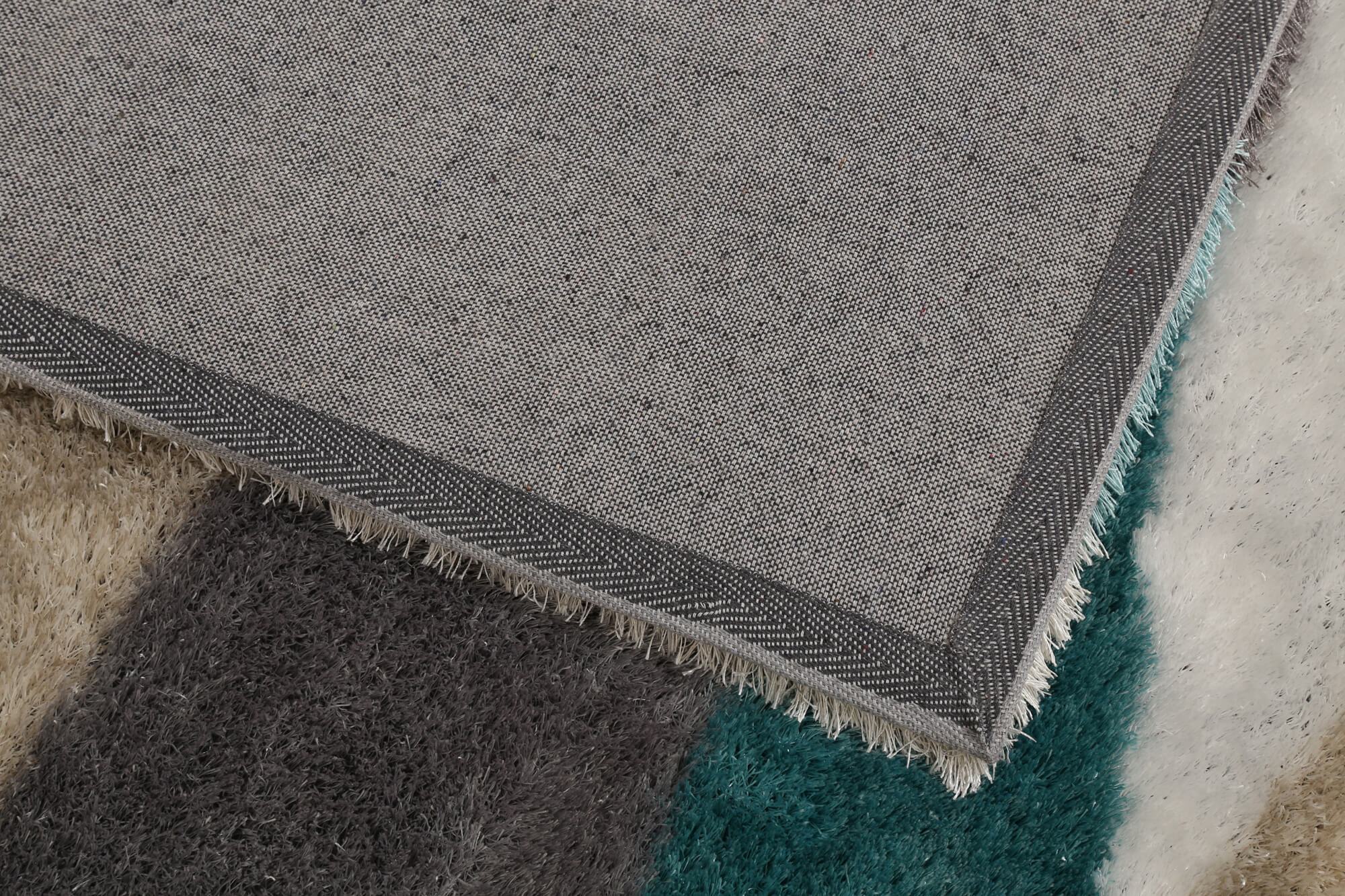 Furnings Aria Gray & Turquoise Soft Pile Shaggy Area Rug - 3'L x 2'W x 1"H