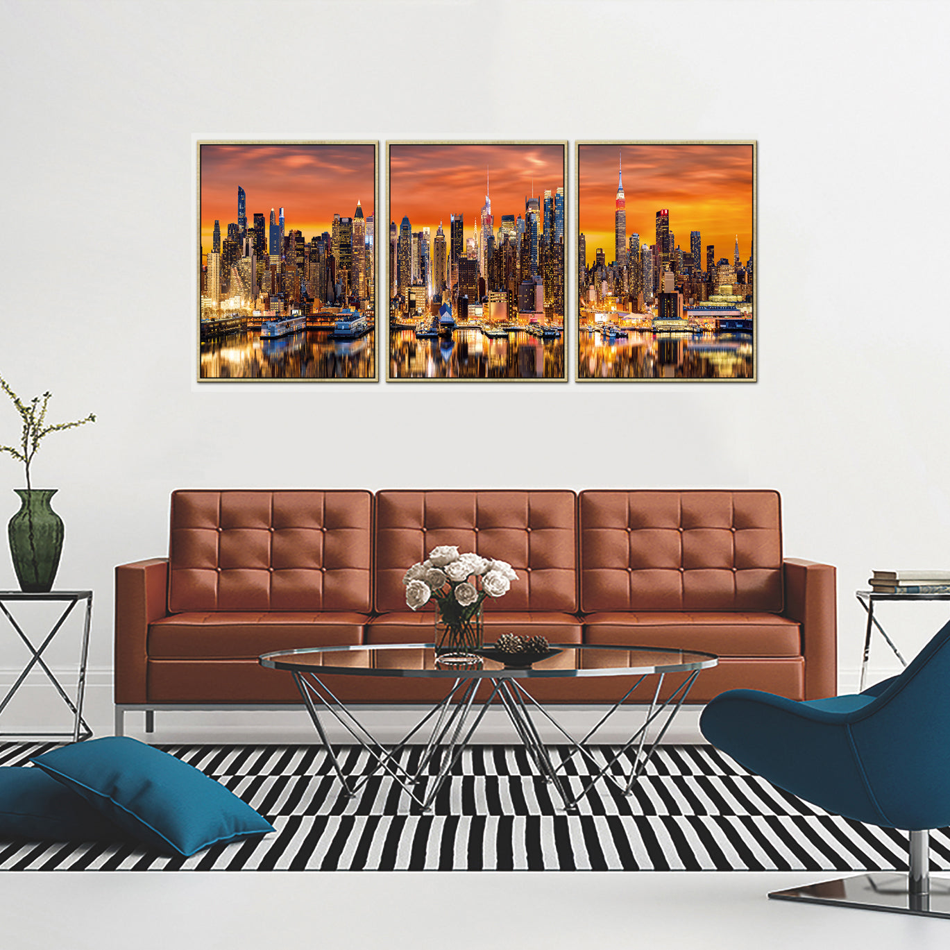 Furnings - "NYC Harbor at Dusk" Acrylic Framed Wall Art