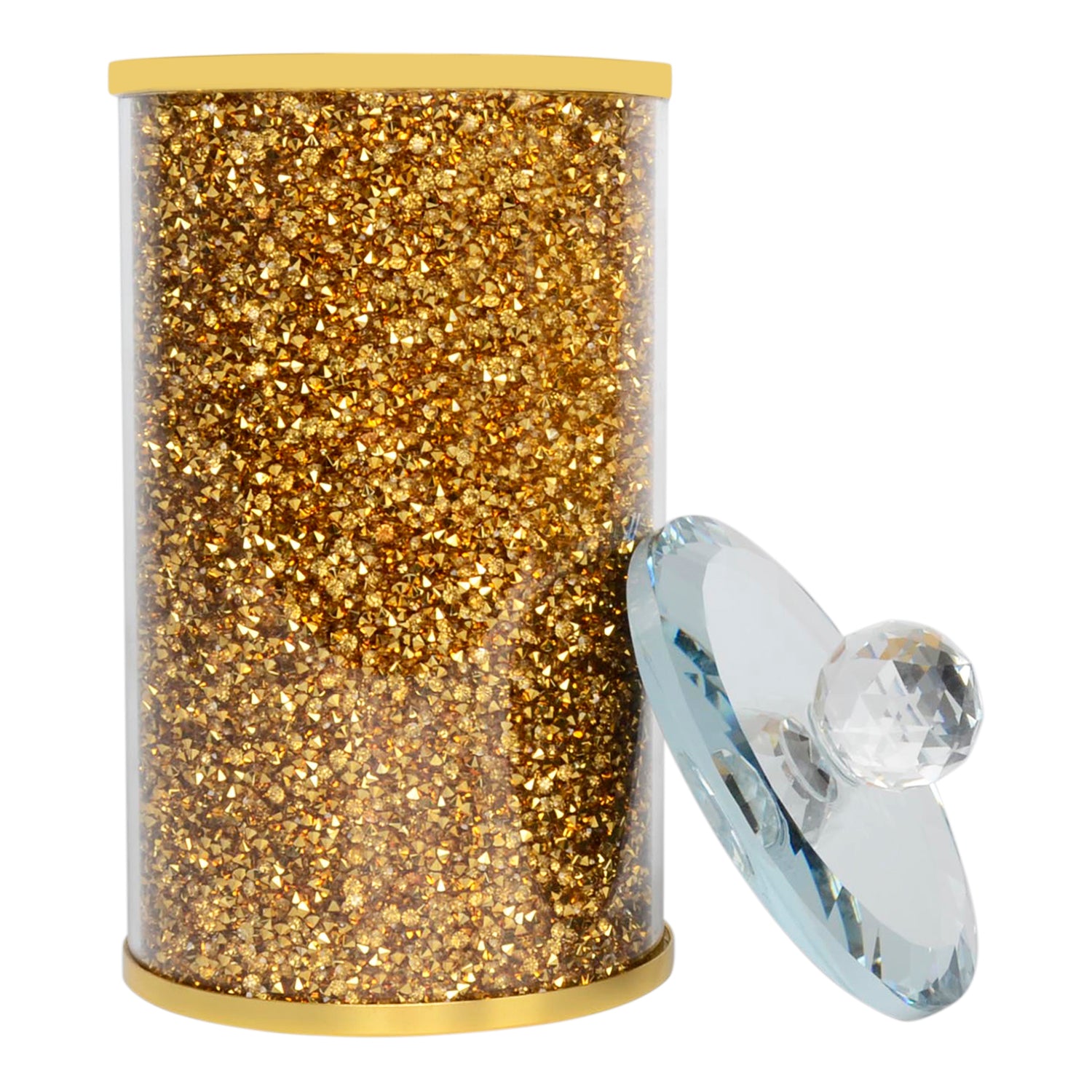 Furnings™ Gold Crushed Diamond Glass Canister in Gift Box - 8"H x 4"D