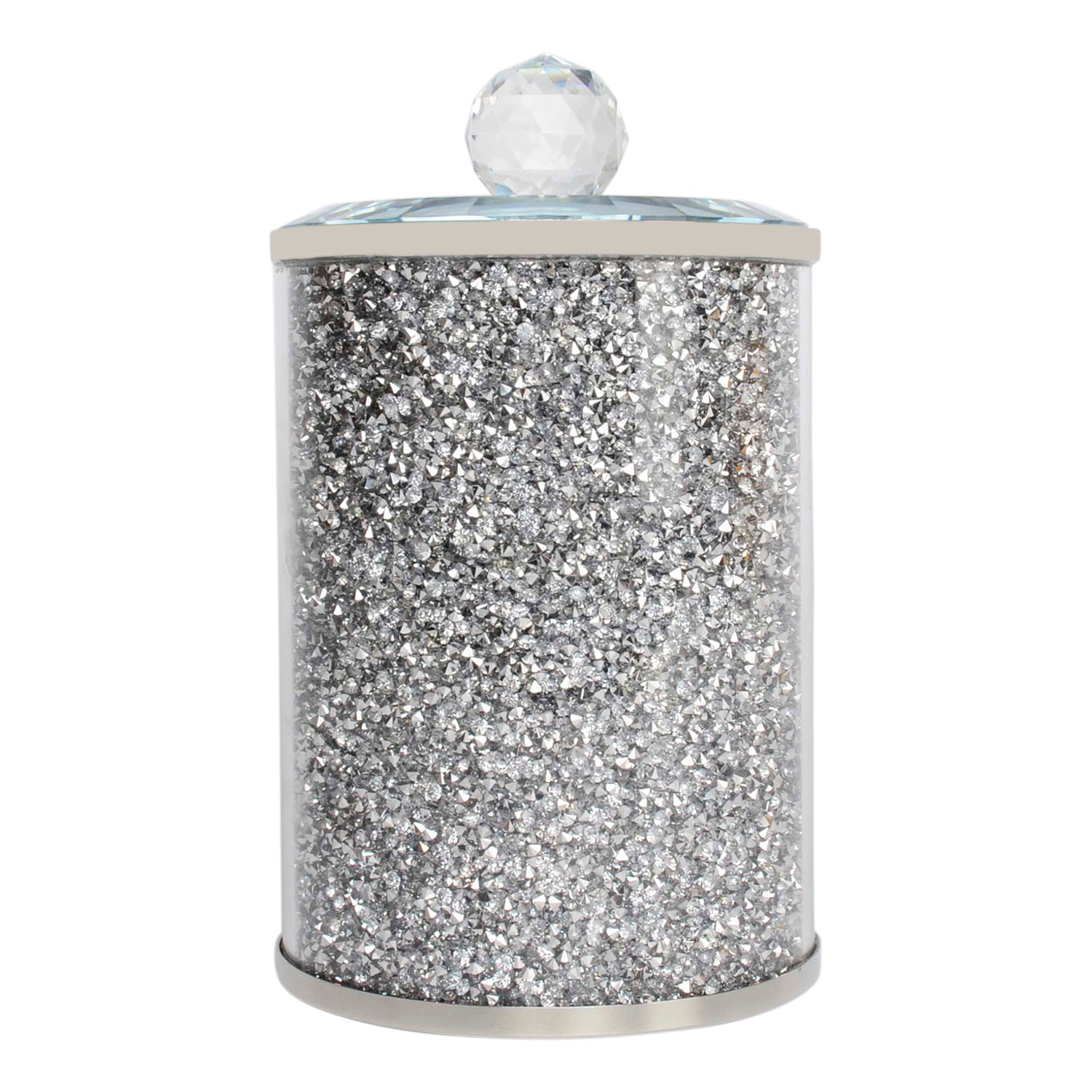 Furnings - Silver Crushed Diamond Glass Canister in Gift Box