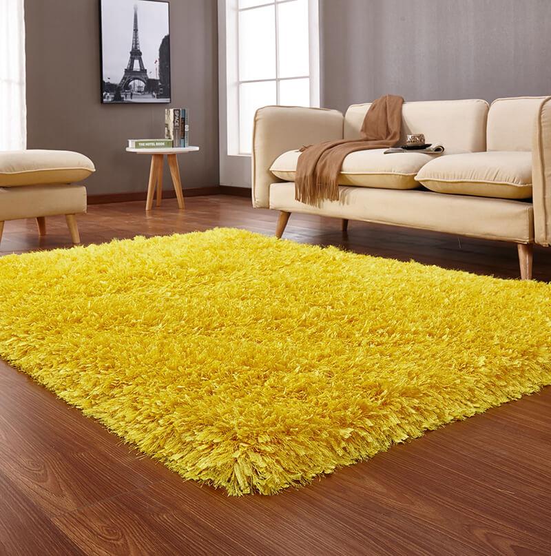 Furnings "Coral" Shag Area Rug High Pile in Yellow - 7'L x 5'W x 1"H