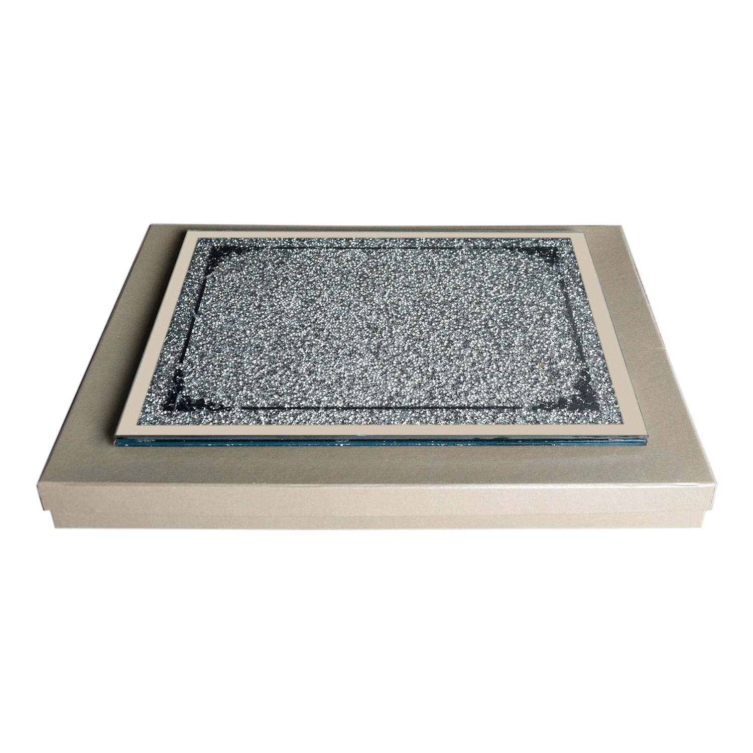 Furnings - Silver Crushed Diamond Glass Chopping Board in Gift Box